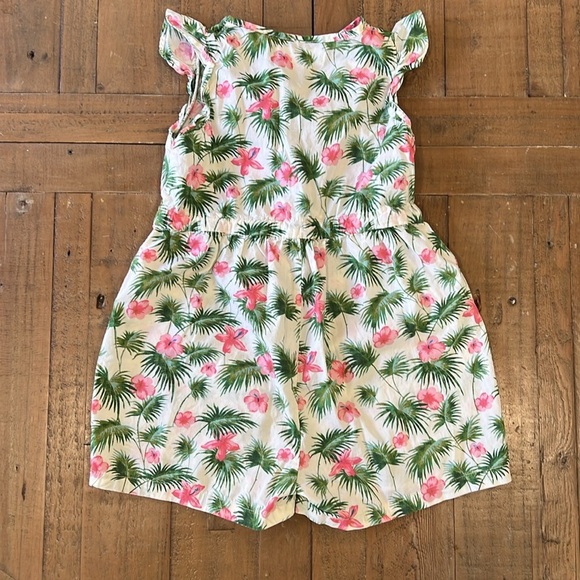 Zara tropical floral palm leaf short flutter sleeve romper - Picture 5 of 5